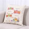 Cute Owl Family Throw Pillow Cover, Colorful Cartoon Linen Cushion Cover for Kids & Nursery Decor
