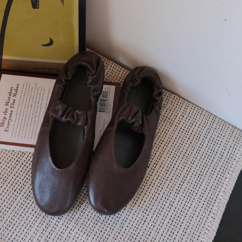 Sheepskin version~ Mary Jane shoes women's new ballet shoes women's flat-bottomed pleated retro versatile shallow mouth single shoes