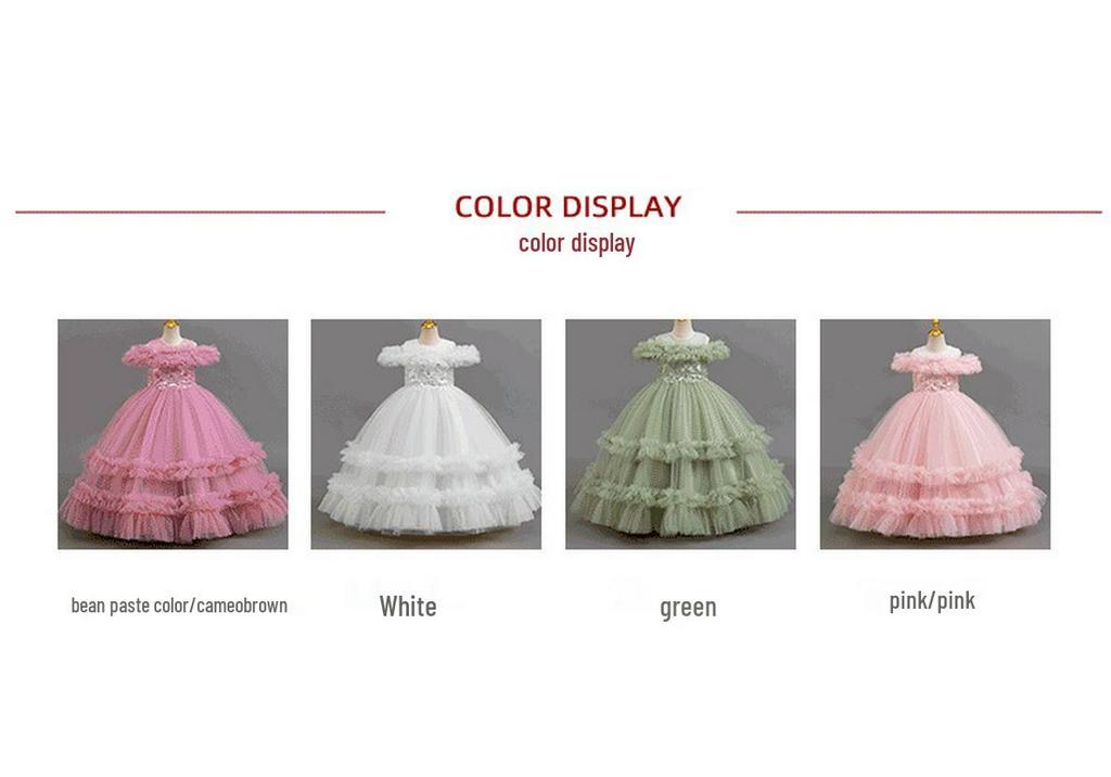 Girls' Puffy Princess Dress – Flower Girl & Piano Performance Formal Wear