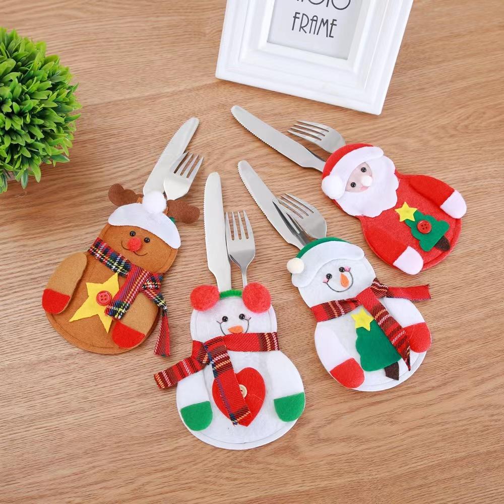 Christmas Cutlery Bags - Knifes Forks Tableware Decor Storage Bag,Suitable for Home Dinner Table,Christmas Xmas Party Decoration