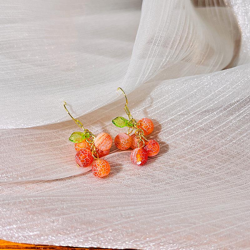 Summer Sweetheart Fruit Charm Earrings – Fresh Orange Dangle with Silver Needle