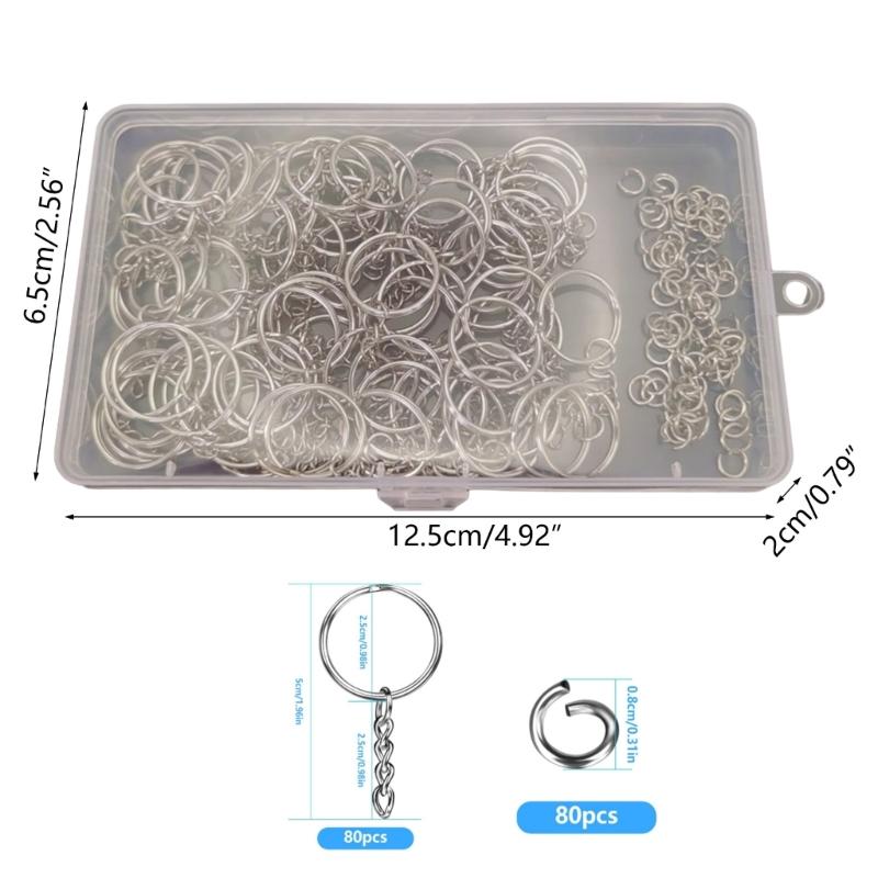 80pcs Keychains with Chain and 80pcs Jump Rings DIY Jewelry Making Accessories