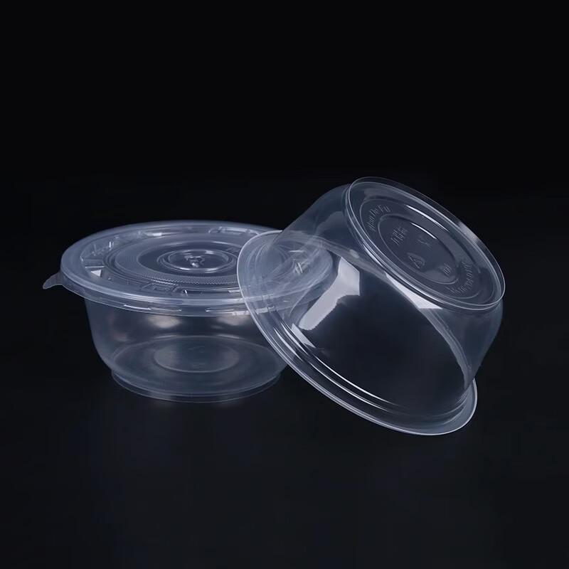 Handun Disposable Plastic Round Takeaway Bowls with Lids