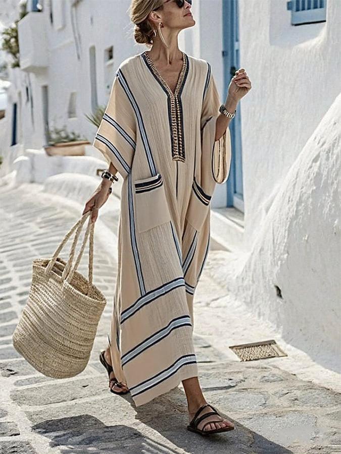 Women's Long Sleeve Boho Print Maxi Shirt Dress