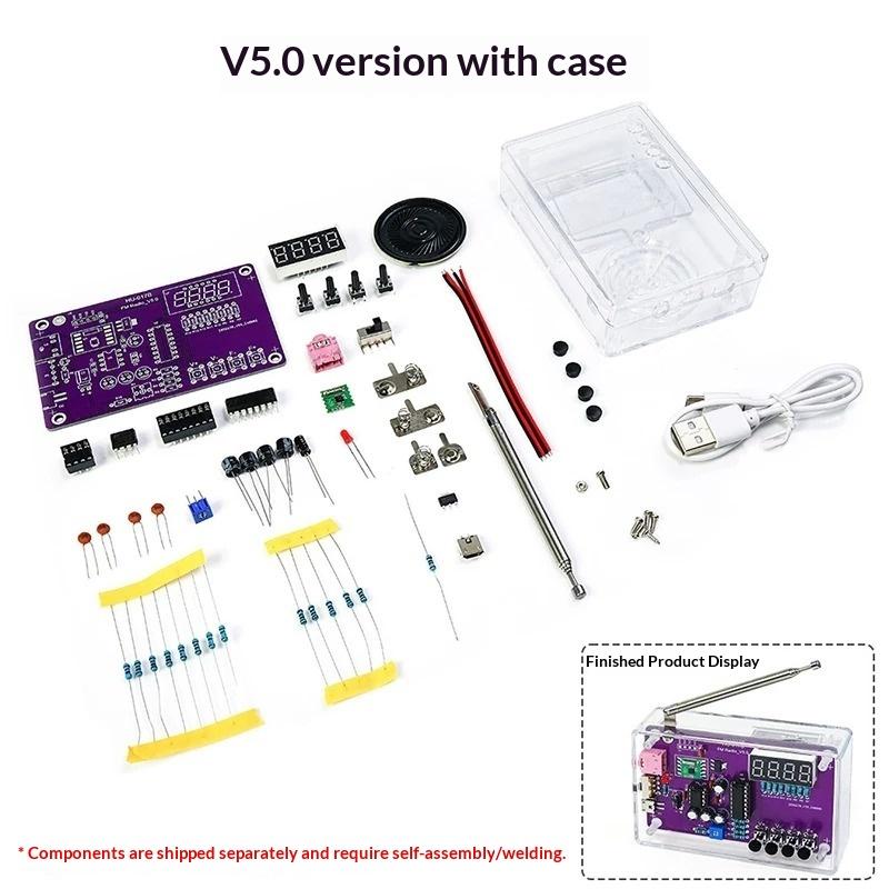1 Set 87-108MHz FM Einstellbares Funkmodul HU-017B Multifunktions-Radio DIY-Kit LED Digitalanzeige Lautstärke Einstellbar