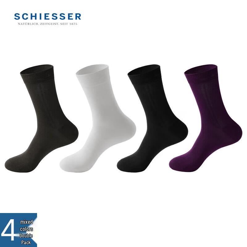 Schiesser Becover Men's Breathable Modal Silk Mid-Calf Socks (4-Pack)