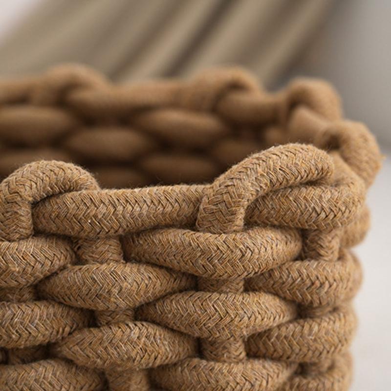Natural Cotton Cord Container Handmade Storage Basket Ideal For Desk Bedroom And Living Room Storage Needs