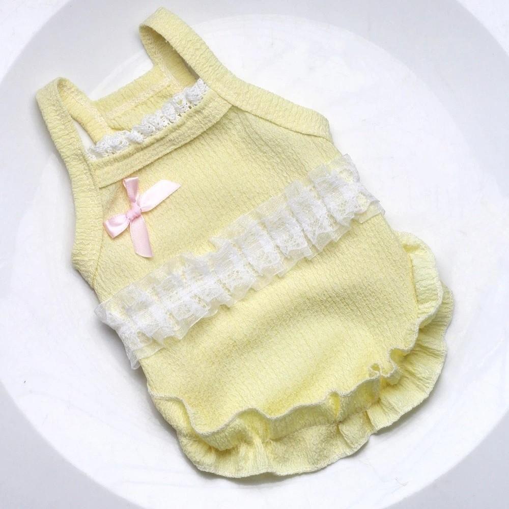 

Breathable Pet Tank Top Floral Lace Puppy Sling Skirt Comfortable Dog Dresses Summer S жовтий