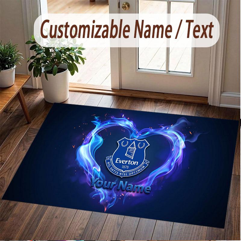 Custom Rug Everton FC Pattern Print Name Text Soft Non‑Slip Floor Carpet for Home Indoor Decoration