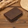 New Retro Leather Short Wallet with Zipper Change Bag Snap Button Wallet Crazy Horse Leather 20% Off Multi-card Wallet