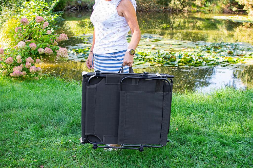 Foldable Garden Lounge With Roof Grey Steel Beach Chair Sun Chair