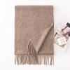 Autumn and Winter New Wool Yak Velvet Scarf Tassel Long Warm Shawl Solid Color High End Sense Same Style for Men and Women
