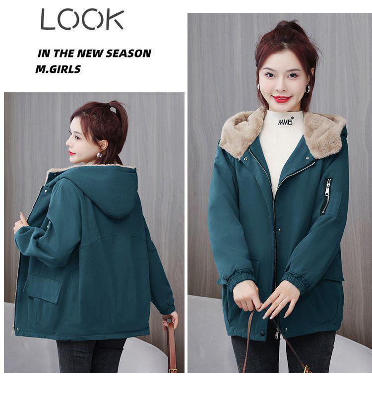 Women's Hong Kong Style Winter Cotton Jacket - Mid-Length, Thickened, Plus Velvet, Trendy & Versatile