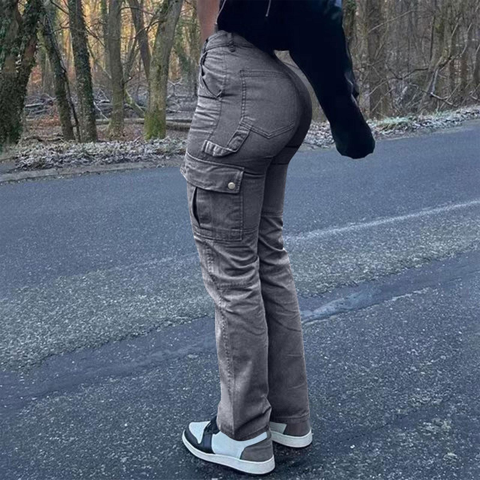 

Женские модные однотонные брюки-лифчики с высокой талией и несколькими карманами, рабочая одежда, джинсы L