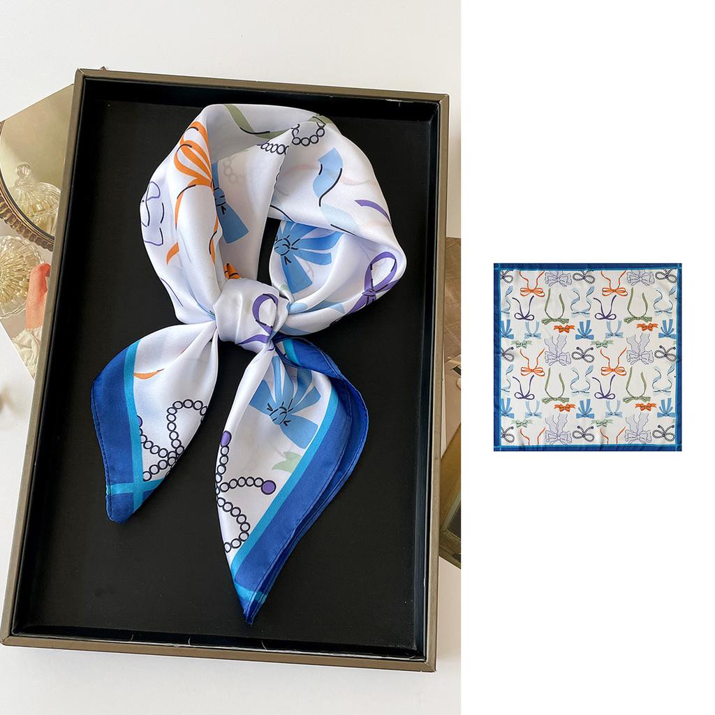 Spring and Summer New Satin Silk Scarf, Four-season Women's Versatile Fashion Printed Scarf, Thin Scarf, High-end 71 Small Square Scarf