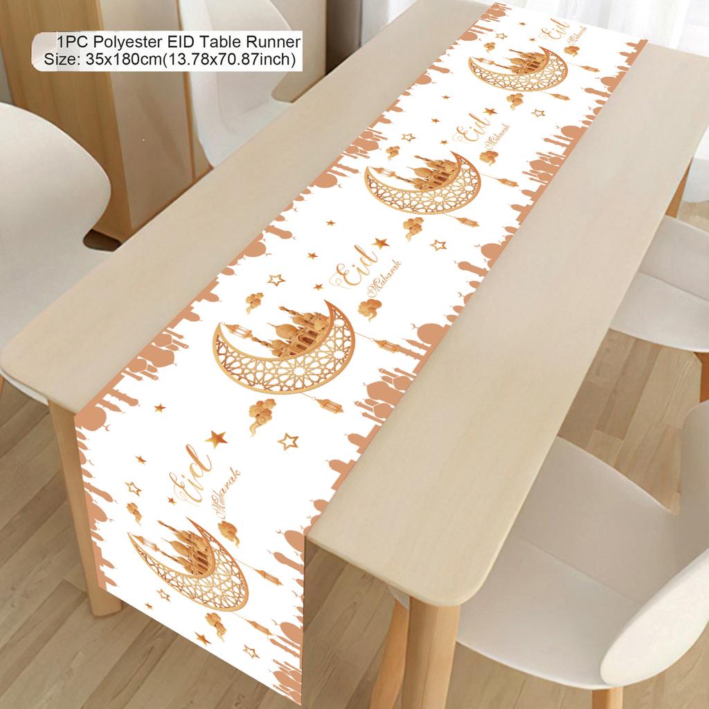 Ramadan Table Runner Eid Mubarak Polyester TableRunner Ramadan Decor for Home 2025 Ramadan Kareem Islamic Muslim Party Supplies