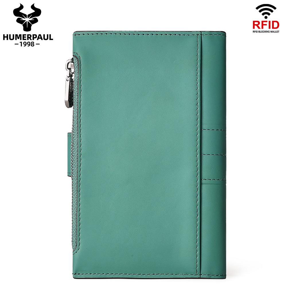 Humerpaul Ladies Leather Wallet Large-capacity Wallet Multi-function Coin Purse First Layer Cowhide Wallet Passport Holder Travel Card Holder