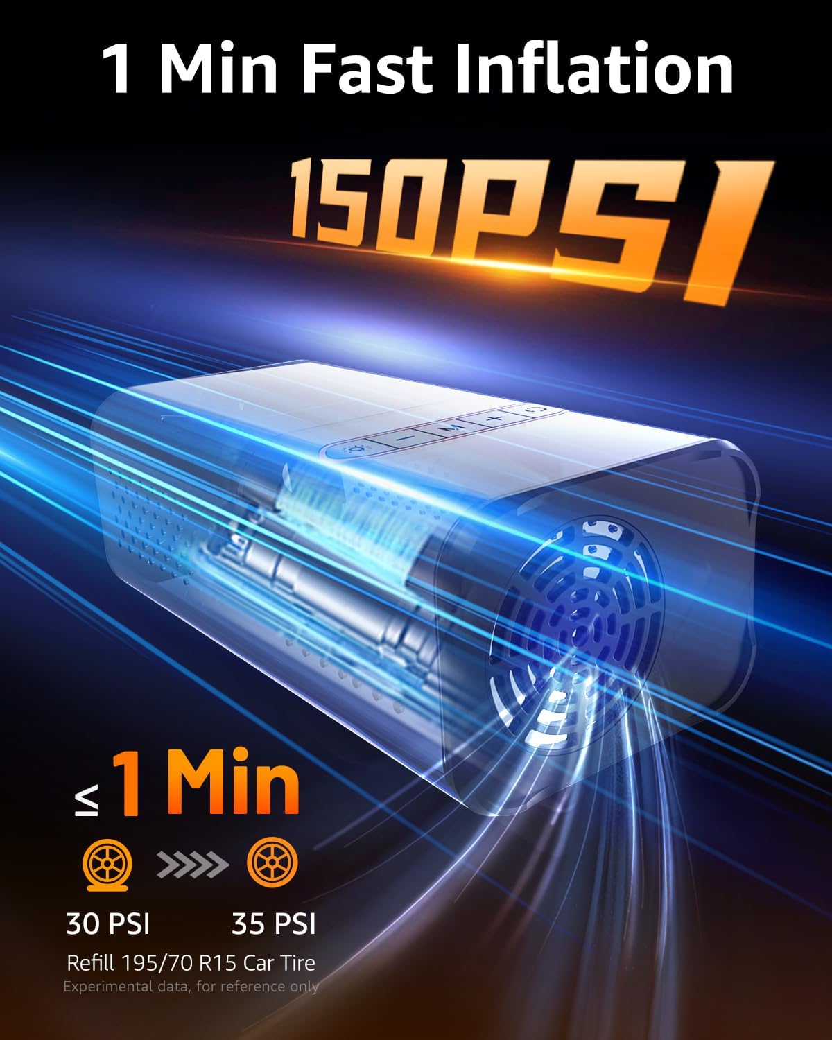 

Портативный насос для накачивания шин с манометром (150 фунтов на квадратный дюйм) – Умный воздушный насос для автомобиля, мотоцикла, велосипеда, мяча – Компактный и простой в использовании United States