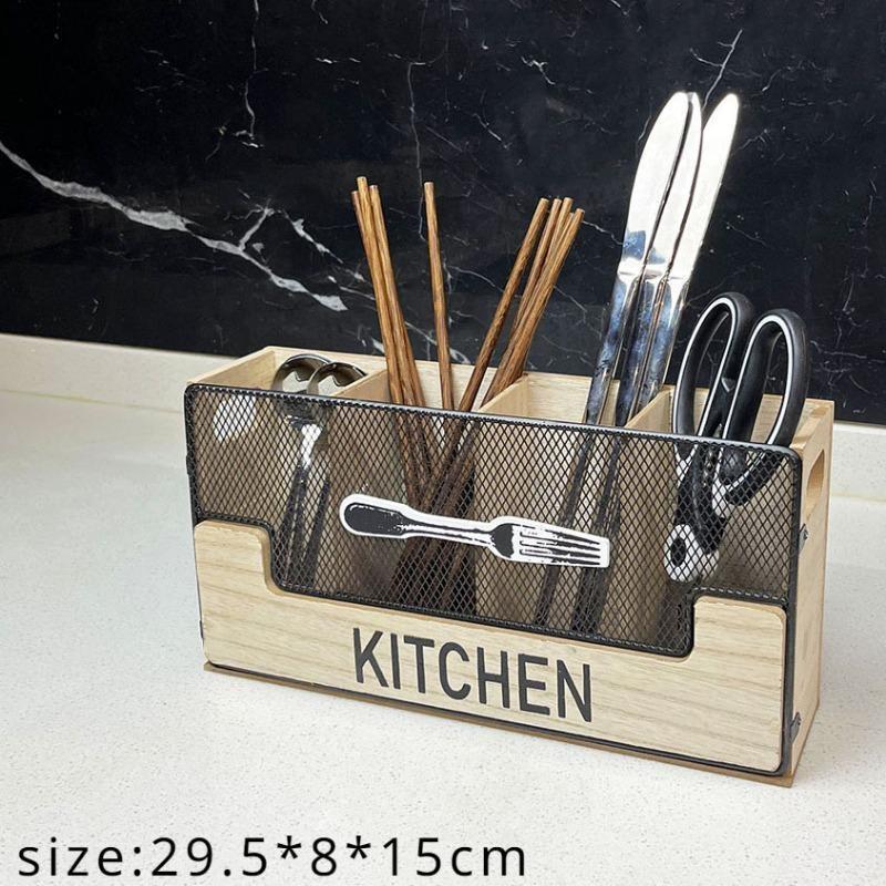 Scatola porta coltelli e forchette in legno stile europeo Scaffale per utensili da cucina Scatola porta coltelli, forchette, cucchiai e bacchette stile occidentale