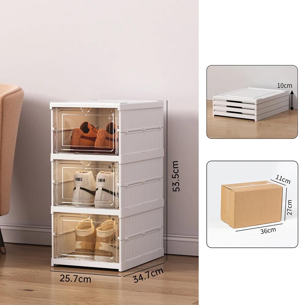 No Installation Shoes Case Fold Plastic Storage Thickened Drawer Case Drawer Stackable Box Organizer Shoe Box Simple Shoes Rack