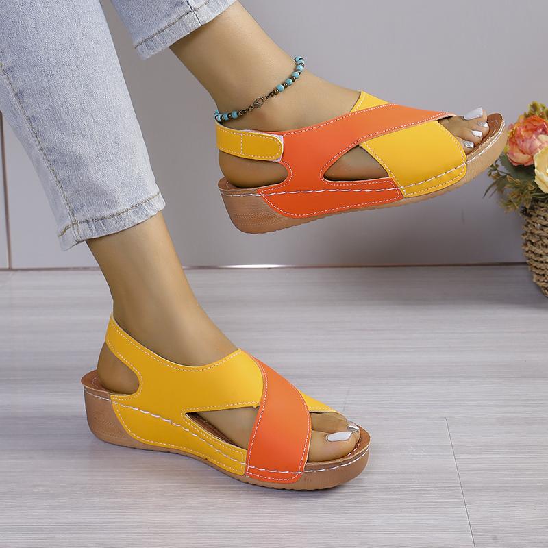 Fashion Women Sandals Summer Mix Color Wedge Sandals Women Comfortable Non Slip Beach Shoes Woman Platform Roman Shoes Zapatos De Mujer