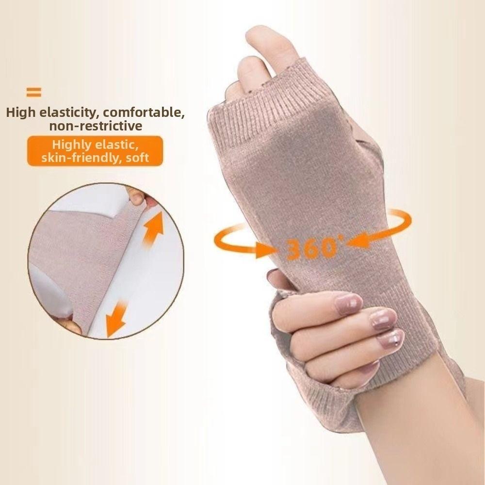 Warm Half Finger Gloves Solid Color Cycling Mittens Comfortable Knitted Mittens