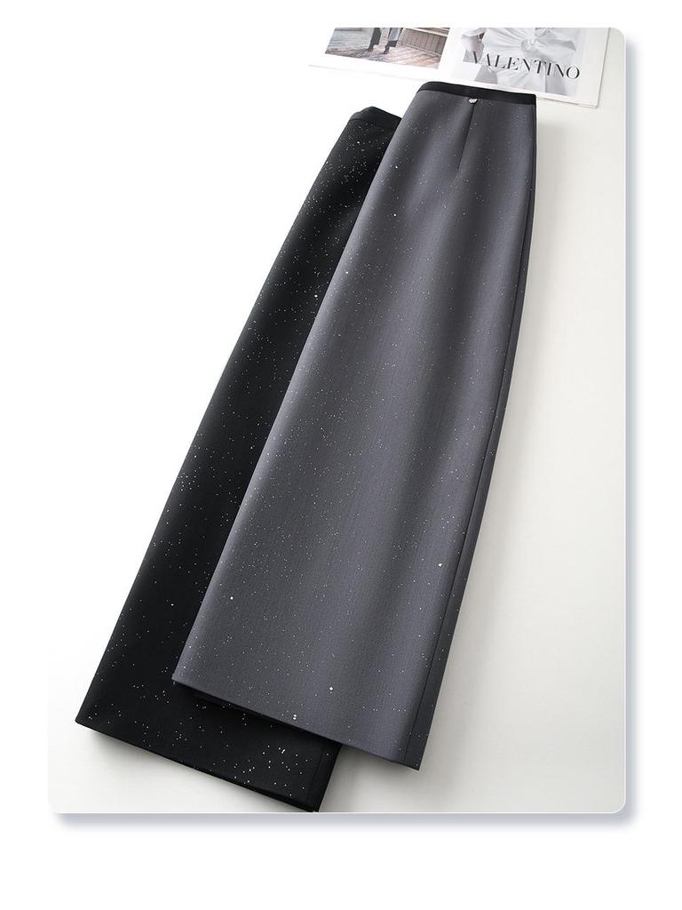 Women's Gray Mid-Length High Waist Slimming Bodycon Skirt - 2025 New Spring Collection