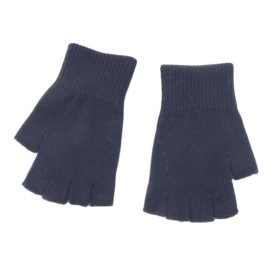 1 Pair Black Half Finger Gloves Women Men Woolen Yarn Knitting Gloves Solid Color Elastic Warm Riding Sport Workout Mittens