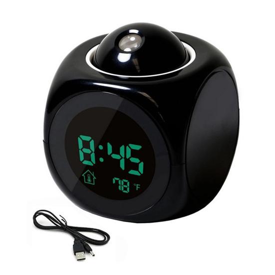 Projection Alarm Clock Digital Display Temperature Display Snooze Function USB/Battery