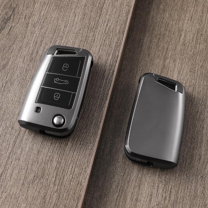 

For Volkswagen VW Polo Golf 7 MK7 Tiguan Skoda Octavia Kodiaq Karoq Beetle Caddy Flip Folding Car Key Case Cover Fob Bag Holder