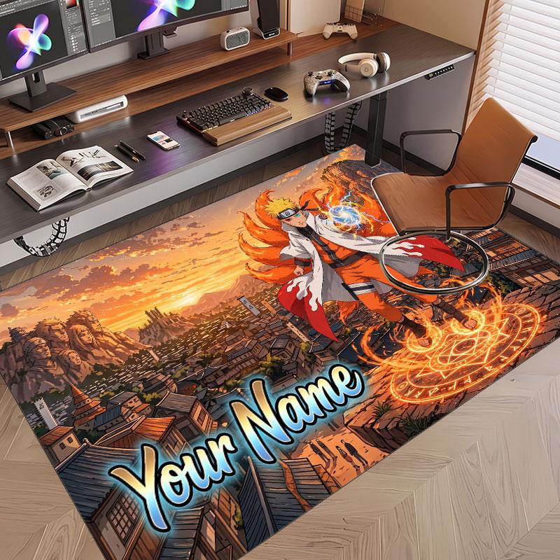 Custom Name Crystal Velvet Rug,Naruto Comfortable Anti Slip Floor Mat For Room Decoration