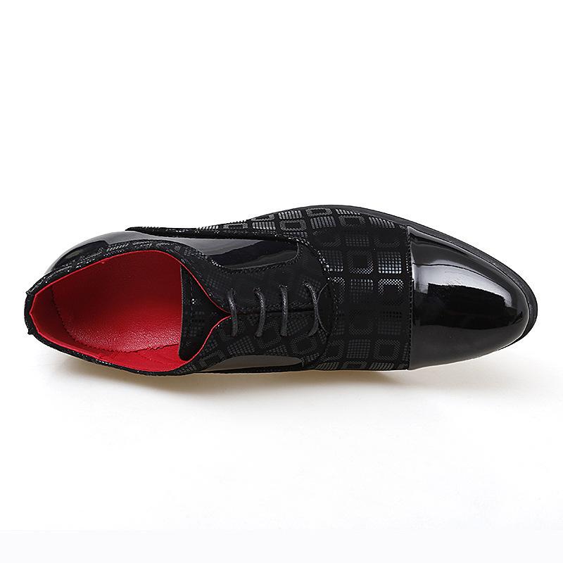 Pointed leather shoes men's height-increasing leather shoes youth trend British style small leather shoes men's fashion