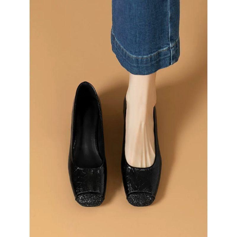 

Low-heeled silver single shoes women s new sequins light-mouthed square-headed retro ladyshoes thick-heeled four-season shoes 40