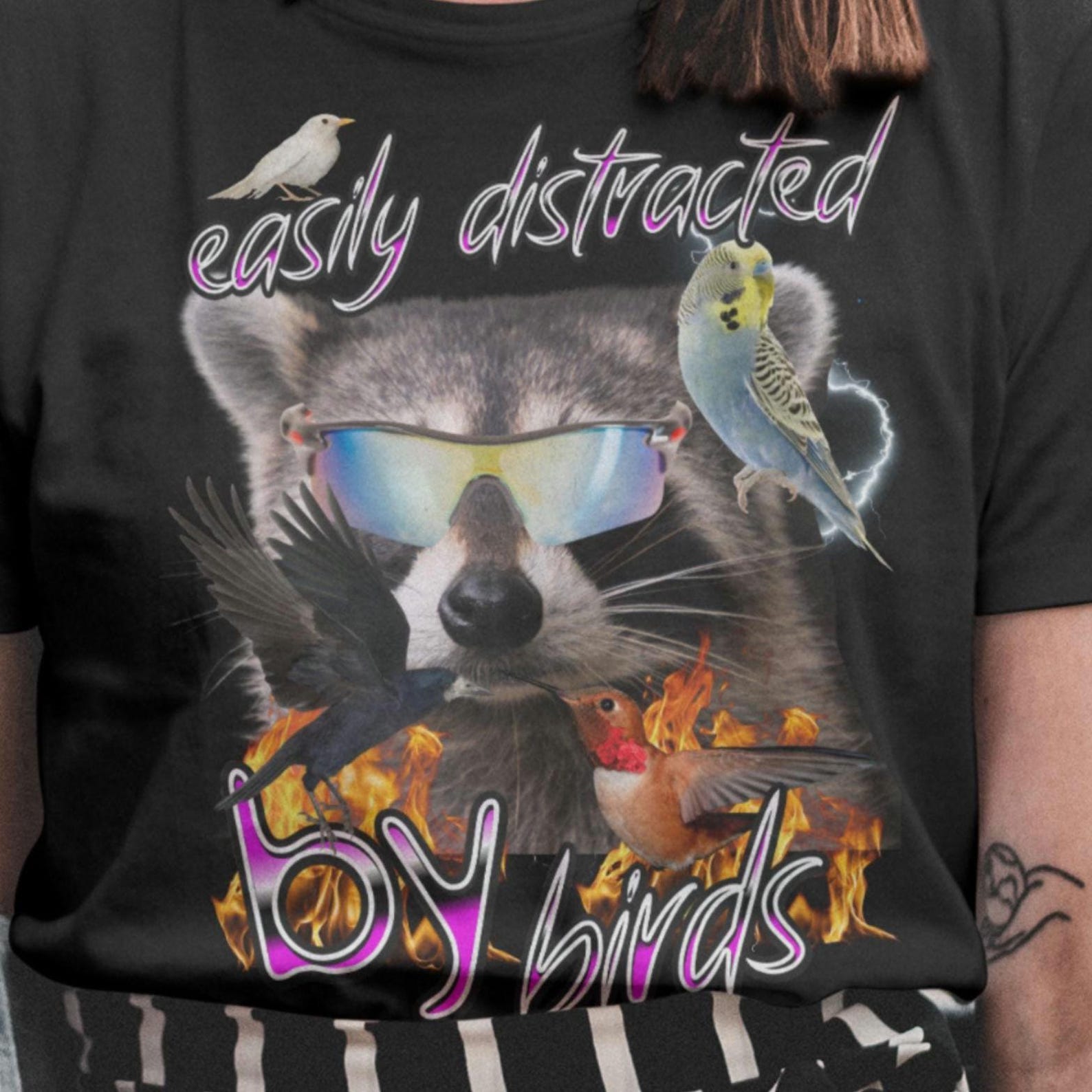 Easily Distracted By Birds Shirt: Funny Bird Lover Tee 4XL