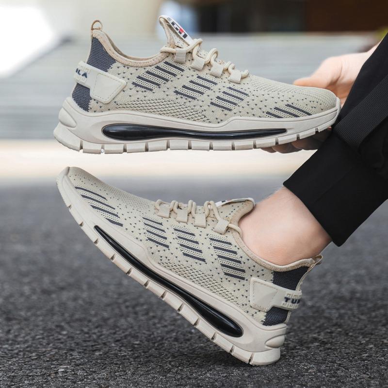 Men's shoes autumn new fly-woven breathable mesh soft-soled casual shoes light and comfortable men's running shoes