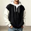 Men's Half-Zip Hooded Sweatshirt Knit Color Block Casual Pullover
