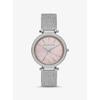 Oversized Darci Pavé Silver-Tone and Mesh Watch MK4518