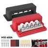 48V Sammelschiene 5-poliger Stromverteilerblock DC 600A M10 Gewindestifte Plus Minus Klemmenblock mit Abdeckung für Boot Auto Wohnmobil