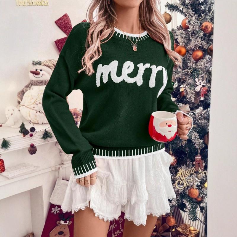 Womens Oversized Knit Sweater Long Sleeve Loose Fit Streetwear Pullover With 3D Letter Print Acrylic Winter Top