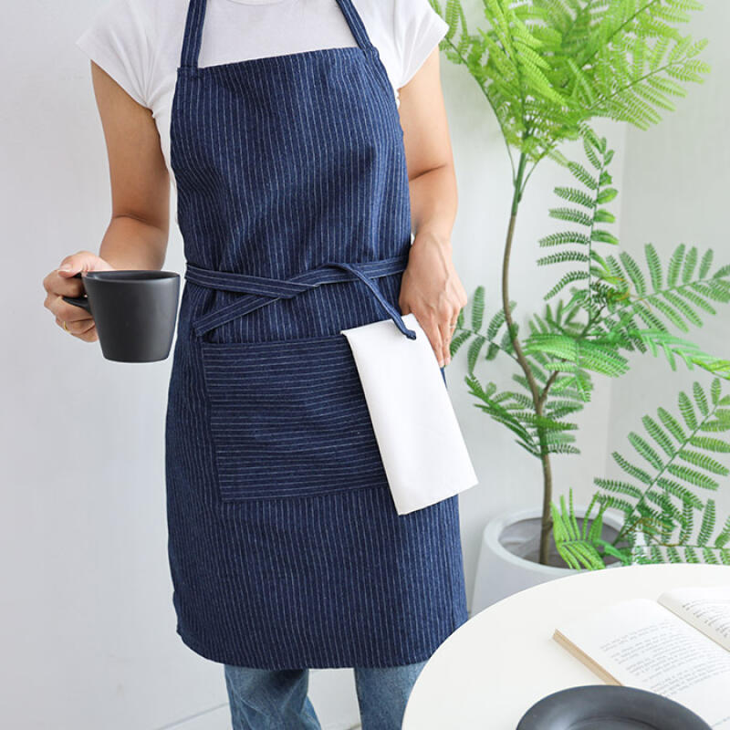 Pinstripe denim 100% cotton apron Blue