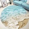 1 Piece Starfish Beach Theme Modern Round Rug, Crystal Velvet Fabric, Non-slip, Suitable for Living Room, Bedroom, Kitchen