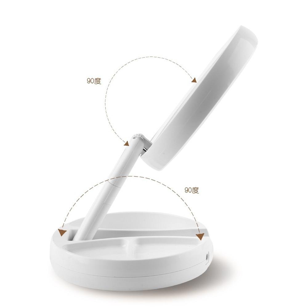 Faltbarer LED-Vergrößerungsspiegel, Make-up, Costway, weißer Kosmetikspiegel, USB-Aufladung mit Licht, 10 x Tischspiegel