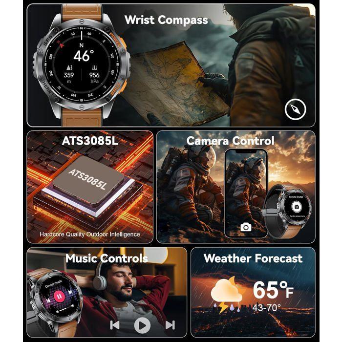 Montre connectée sport - ZOKKO - LIGE - GPS 6-systèmes - Appels Bluetooth HD - 1,43'' AMOLED