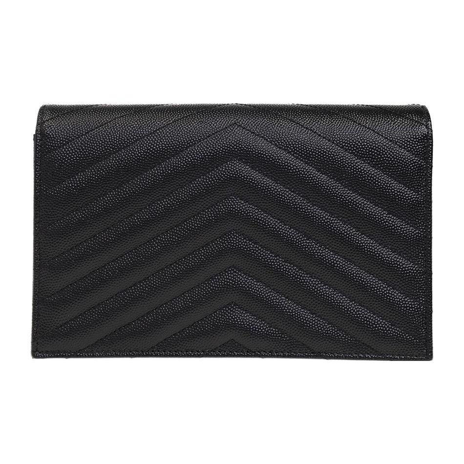 Saint Laurent Ysl Cassandre Removable Shoulder Strap Magnetic Snap Small Calfskin Wallet Crossbody Bag Women Bags Black 742920-BOW08-1000