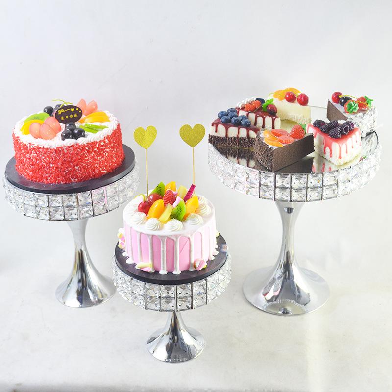 Gold Crystal Cake Stand - High-Footed Square Dessert Display Table for Weddings