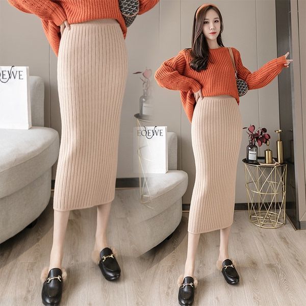 Thickened Knitted Half Skirt with Female Rear Fork Pit Clause Hip Wrapping High Waist Straight Tube Purple Knitted Skirt