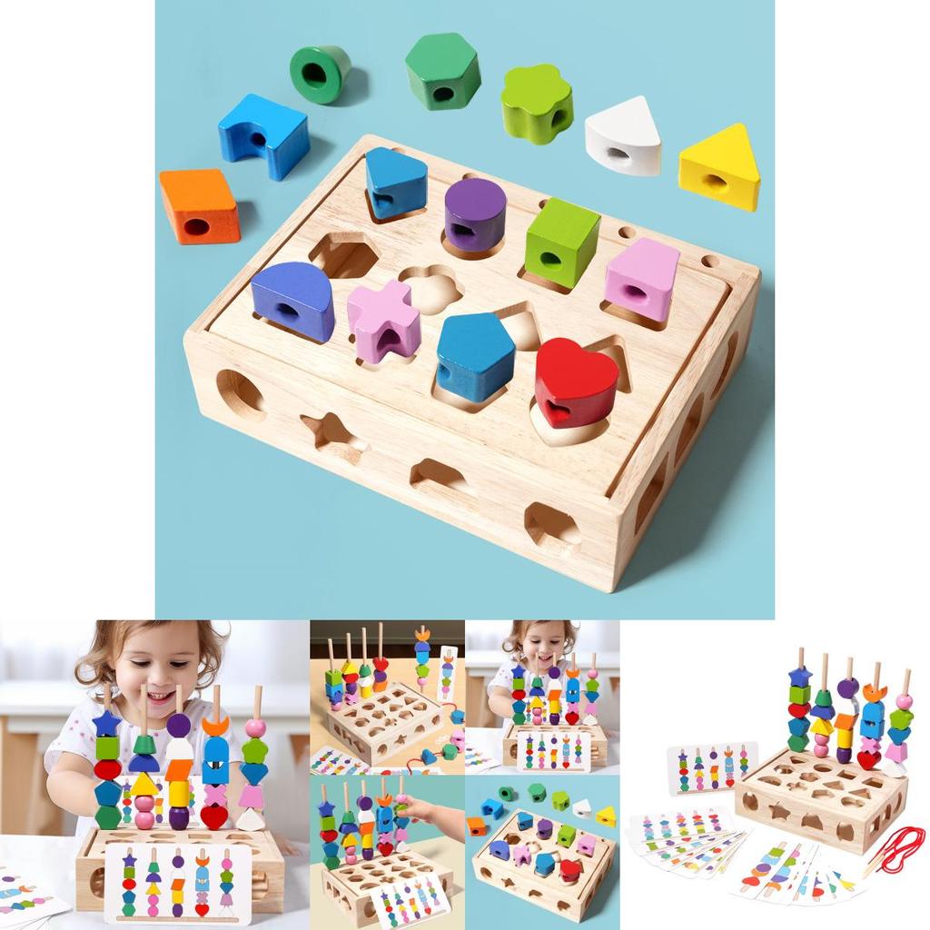Wooden Shape Matching Building Blocks With Sensory Play For Toddlers