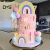 35 Stück Kuchendekorationen, Pastell-Kuchenaufsatz mit Blumen-Regenbogenbällen, tolle Party-Dekorationen für Geburtstags-, Hochzeits- und Partyzubehör