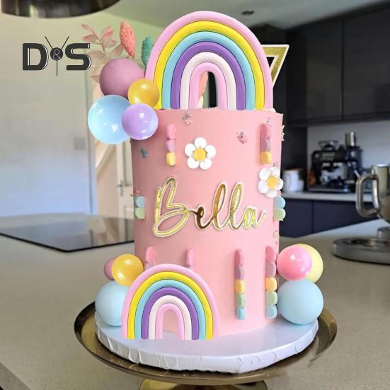 35 Stück Kuchendekorationen, Pastell-Kuchenaufsatz mit Blumen-Regenbogenbällen, tolle Party-Dekorationen für Geburtstags-, Hochzeits- und Partyzubehör