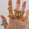 Inele Mici Sferice din Oțel Inoxidabil pentru Femei Bărbați Inel Metalic Deschis Vintage Neregulat Inel de Deget Pereche Punk Bijuterii Impermeabile Cadouri